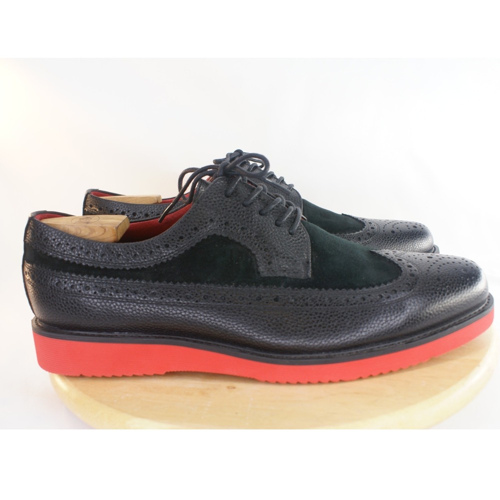 Marc Nolan Alexander Black Leather Suede Wingtip Oxford Red Sole Mens 13